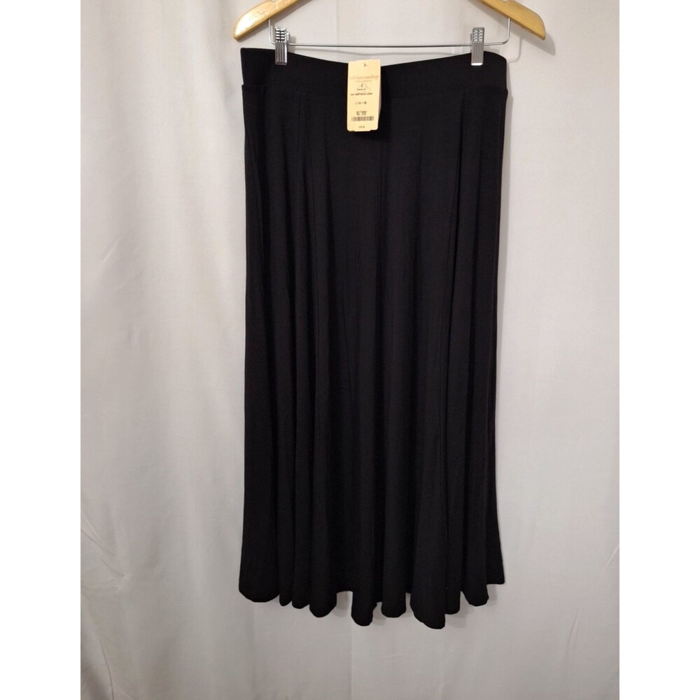 NWT Soft Surroundings Lightweight Drape A-line Flare Maxi Skirt Sz L Knit Black